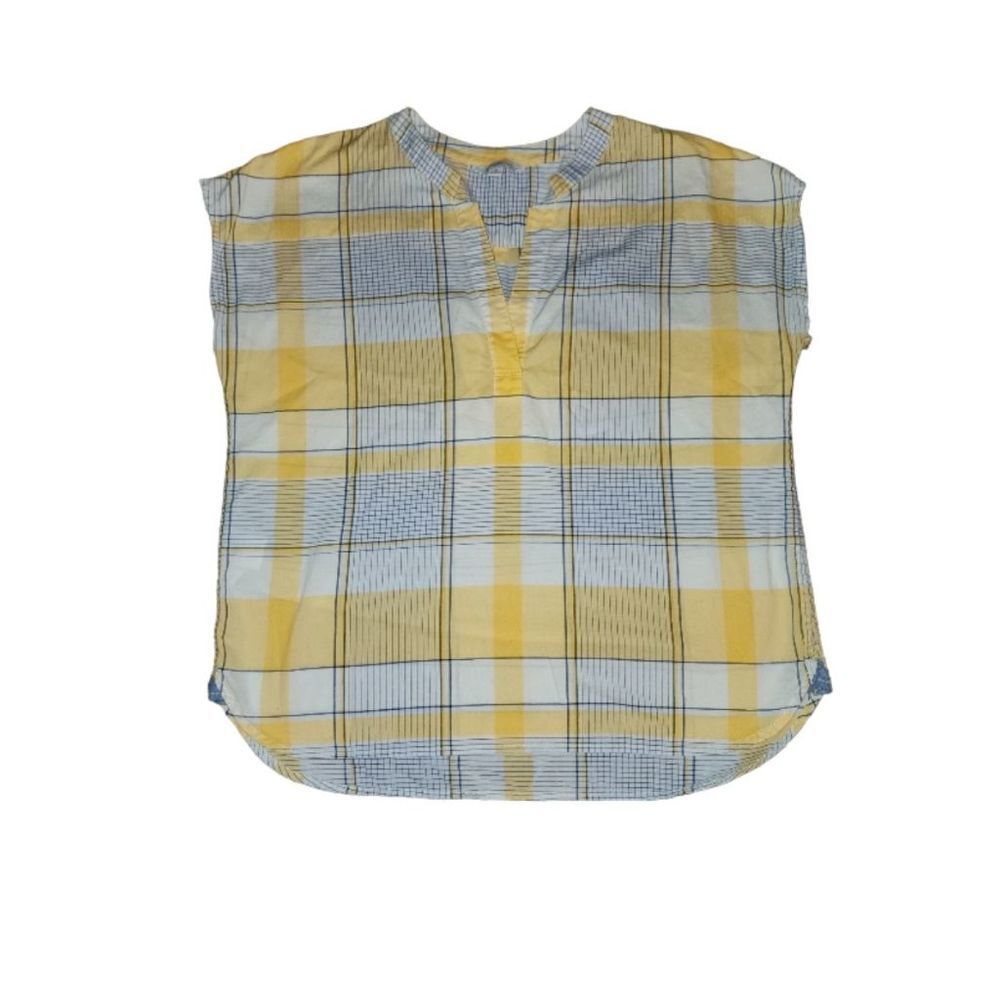 L.L. Bean Sleeveless Plaid V-Neck Top Medium